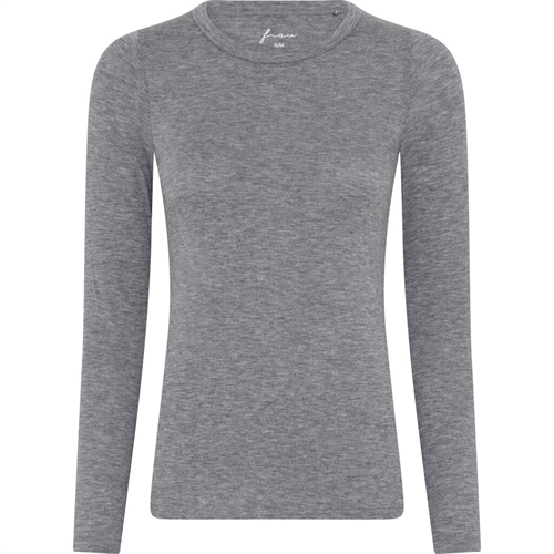 FRAU LUCCA CASHMERE LS O-HALS TOP MEDIUM GRÅ MELANGE